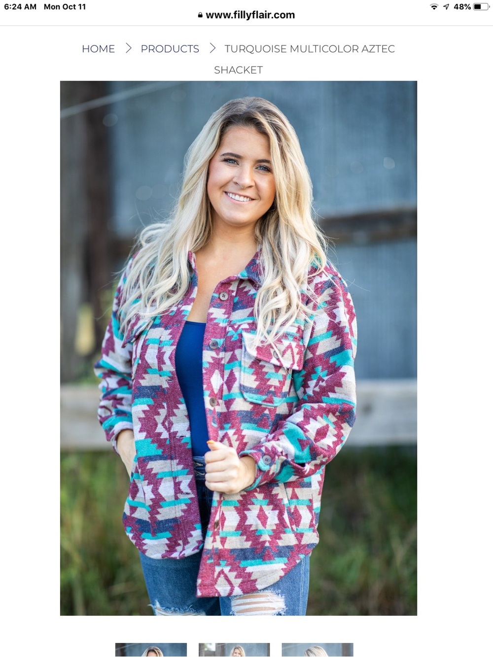 Filly Flair Turquoise Multicolor Aztec Shacket - Women's
